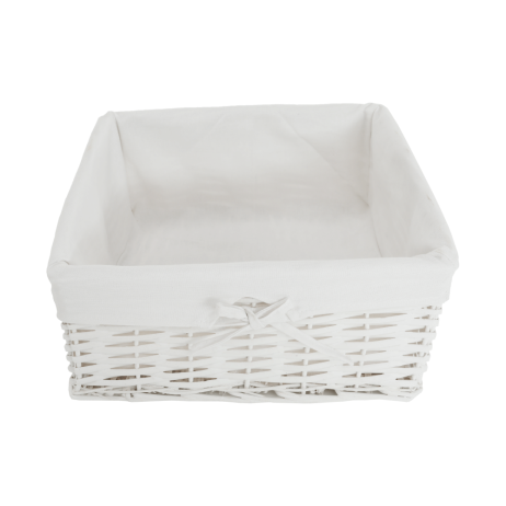 Dřevěná komoda BLANCO, 4 košíky, bílá