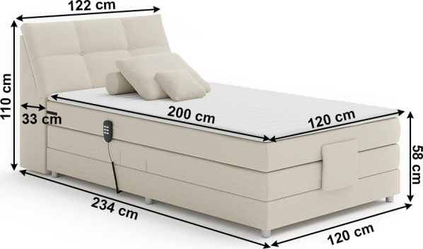 Béžová polohovací postel Chaire Boxspring 120x200 cm
