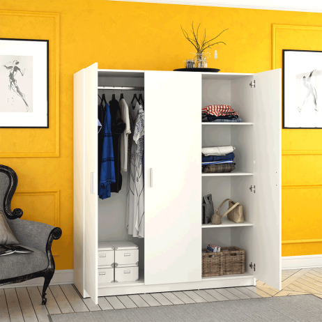 Bílá šatní skříň Desifurn