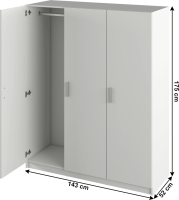 Bílá šatní skříň Desifurn