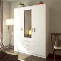Bílá šatní skříň se zrcadlem Ambidecor