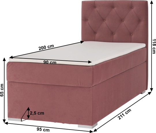 Boxspringová postel Beadack 90x200 pravá