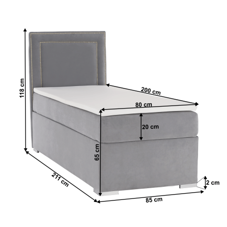 Boxspringová postel Plaplay 80x200 levá