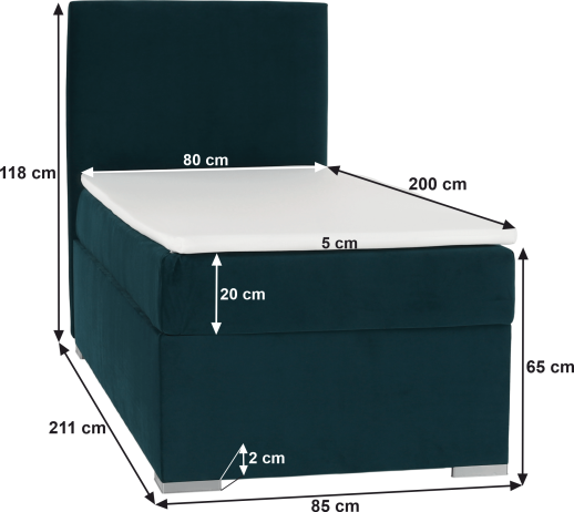 Boxspringová postel Topgo 80x200 levá