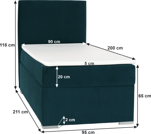 Boxspringová postel Topgo 90x200 levá