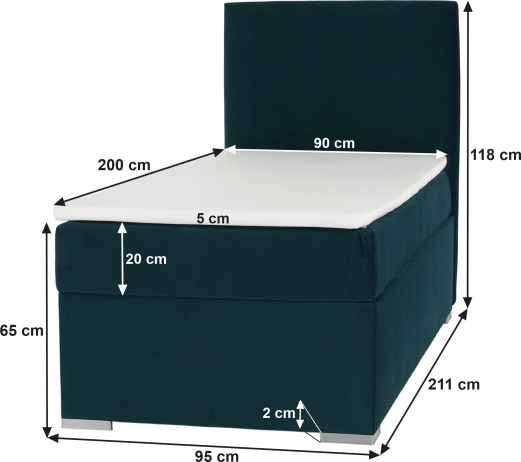 Boxspringová postel Topgo 90x200 pravá