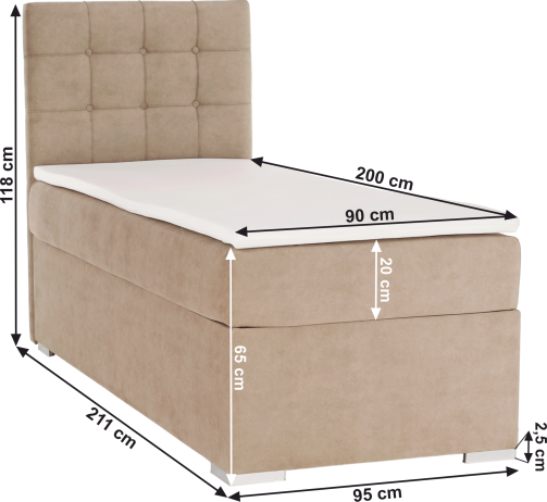 Boxspringová postel Wardall 90x200 levá