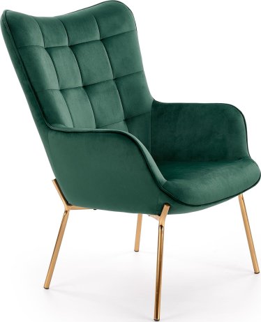 Designové křeslo CASTEL 2 zlatá/tmavě zelená