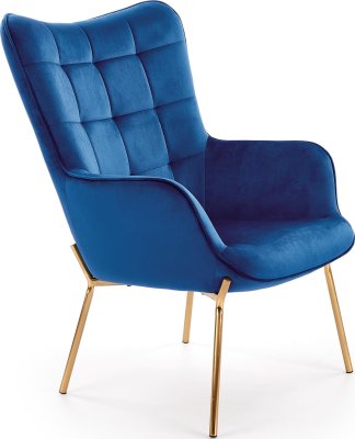 Designové křeslo CASTEL 2 zlatá/modrá