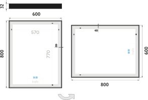 Černé LED zrcadlo ZPC 13002VX-90 60x80 cm