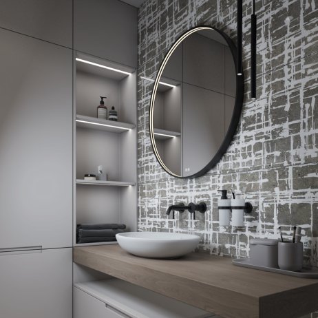 Černé LED zrcadlo ZPC 31004RVX-90 průměr 100cm