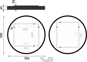 Černé LED zrcadlo ZPC 31001RVX-90 průměr 70 cm