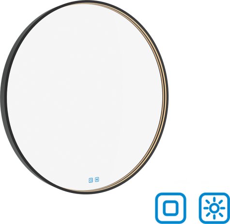 Černé LED zrcadlo ZPC 31002RVX-90 průměr 80 cm