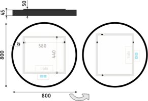 Černé LED zrcadlo ZPC 31002RVX-90 průměr 80 cm