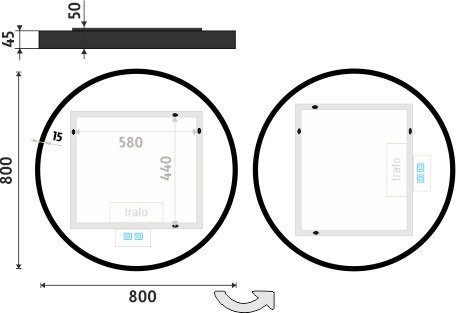 Černé LED zrcadlo ZPC 31002RVX-90 průměr 80 cm