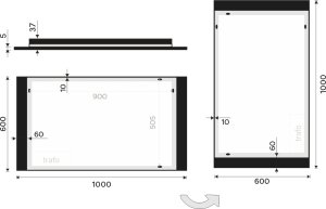 Černé LED zrcadlo ZPC41004-90 100x60 cm