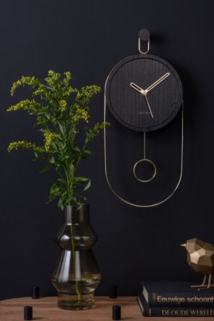 Designové kyvadlové nástěnné hodiny 5892BK Karlsson 46cm