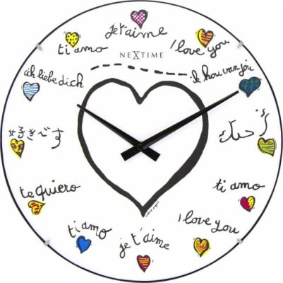 Designové nástěnné hodiny 3160 Nextime Loving You Dome 35cm
