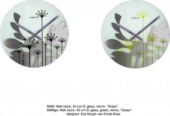 Designové nástěnné hodiny 8088gn Nextime Grass green 43cm