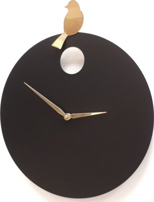 Designové nástěnné hodiny Diamantini&Domeniconi 394 black gold Bird 40cm