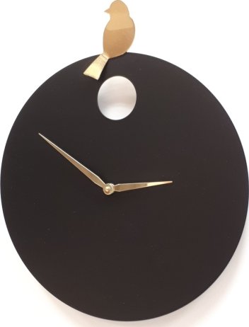 Designové nástěnné hodiny Diamantini&Domeniconi 394 black gold Bird 40cm