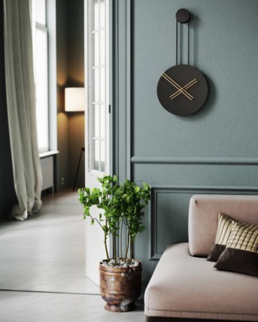Designové nástěnné hodiny INF3011 Infinity black/walnut 65cm