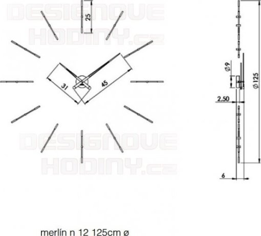 Designové nástěnné hodiny Nomon Merlin Walnut 125cm