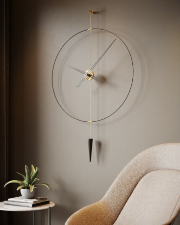 Designové nástěnné hodiny PP801 Pendulum Plus antique gold-black 80cm