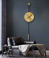 Designové nástěnné hodiny SER45012 Serenity mat gold-black 90cm