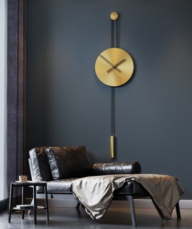 Designové nástěnné hodiny SER45012 Serenity mat gold-black 90cm