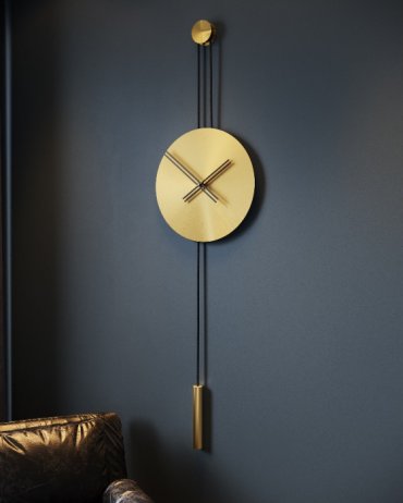 Designové nástěnné hodiny SER45012 Serenity mat gold-black 90cm
