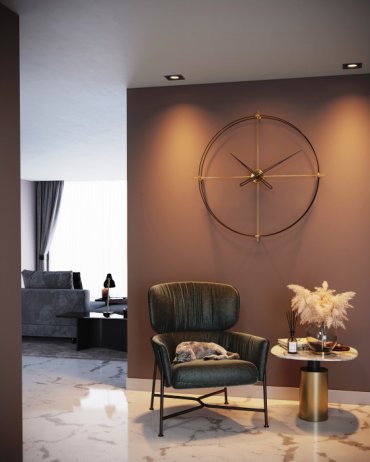 Designové nástěnné hodiny TM903 Timeless gold mat-black 90cm