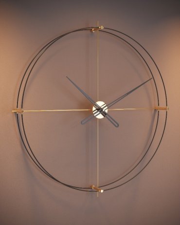 Designové nástěnné hodiny TM903 Timeless gold mat-black 90cm