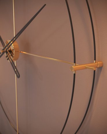 Designové nástěnné hodiny TM903 Timeless gold mat-black 90cm