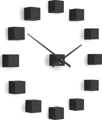 Designové nástěnné nalepovací hodiny Future Time FT3000BK Cubic black