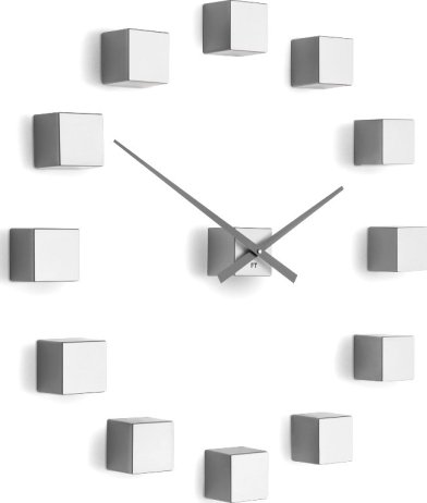 Designové nástěnné nalepovací hodiny Future Time FT3000SI Cubic silver