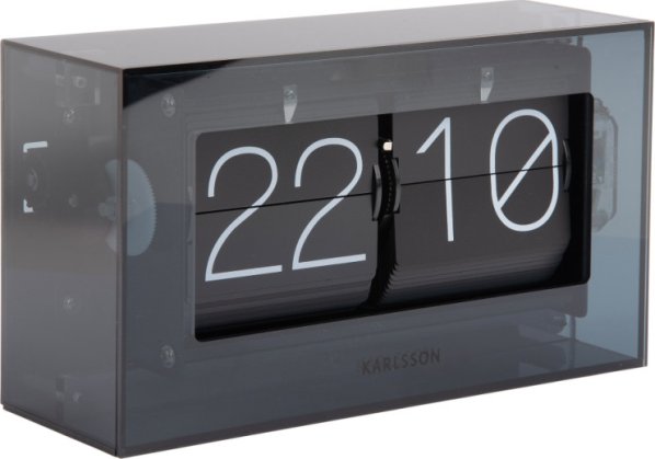 Designové nástěnné/stolní překlápěcí hodiny 5976BK Karlsson 21cm