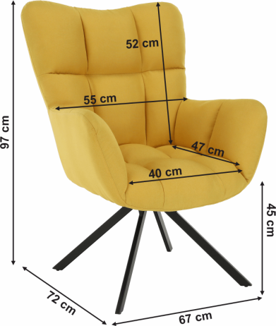 Otočné křeslo Butterfild, žlutá