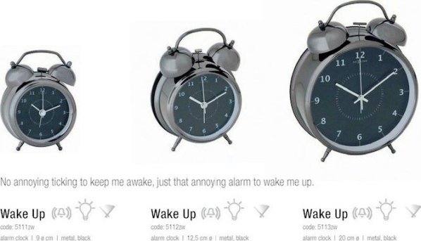 Designový budík 5111zw Nextime Wake Up 12cm