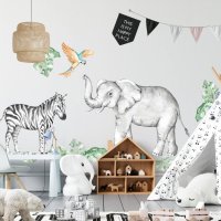 Dětské samolepky na zeď Slon a zebra