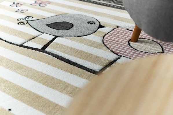 Dětský kusový koberec Petit Birds cream