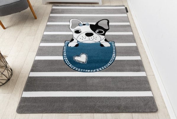 Dětský kusový koberec Petit Bulldog grey