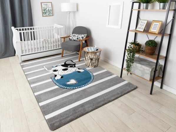 Dětský kusový koberec Petit Bulldog grey