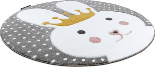Dětský kusový koberec Petit Bunny grey kulatý