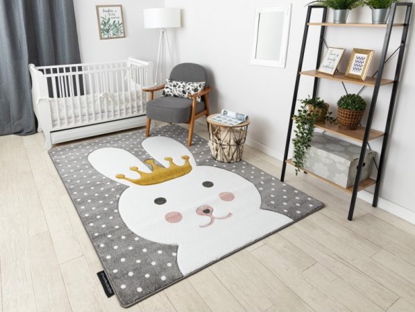 Dětský kusový koberec Petit Bunny grey