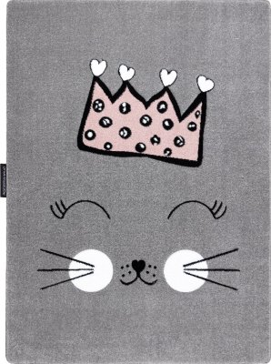 Dětský kusový koberec Petit Cat crown grey