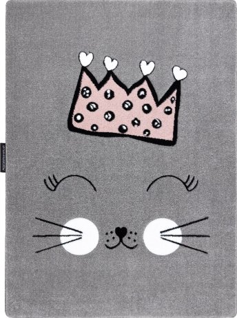 Dětský kusový koberec Petit Cat crown grey