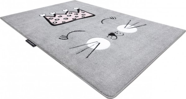 Dětský kusový koberec Petit Cat crown grey
