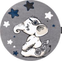 Dětský kusový koberec Petit Elephant stars grey kruh