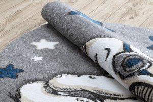 Dětský kusový koberec Petit Elephant stars grey kruh